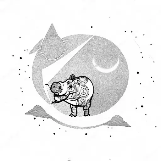 Hippo With Moon