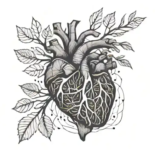Human Heart And Tree Branches
