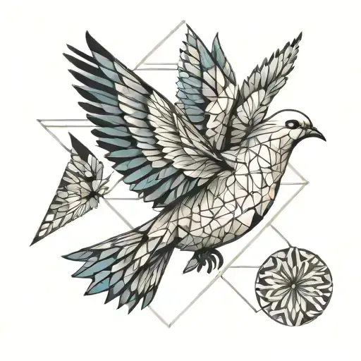 Dove Flying Kissing Each Other