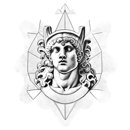 A Marble Bust Of Apollo With A Laurel Wreath Crown