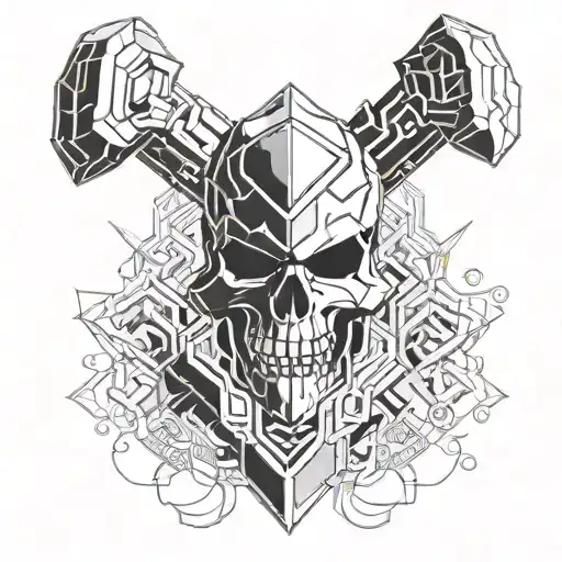 Mjolnir Hammer Witch Skull