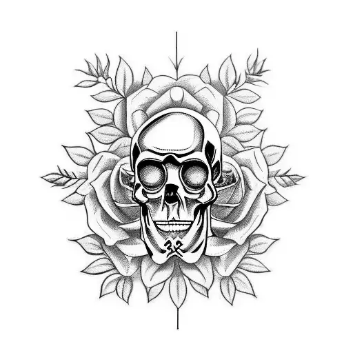 Skulls With Roses And References To Bible Large Back Piece