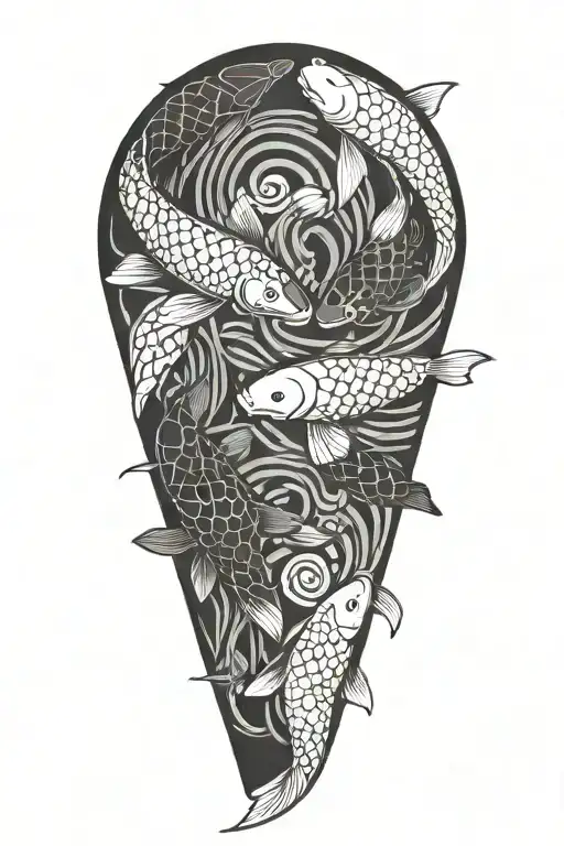 Five Koi Fish Swimming Together
