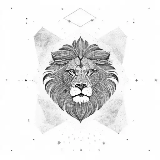 Lion Constellation Made Of Burst Colors