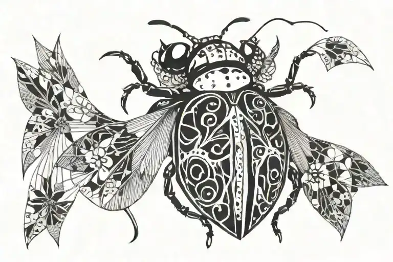 Ladybug With Wings Open