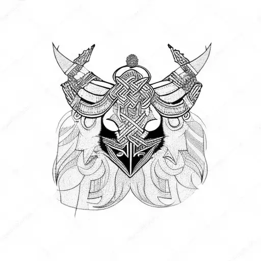 Nordic Viking Raven Looking Over The Shoulder