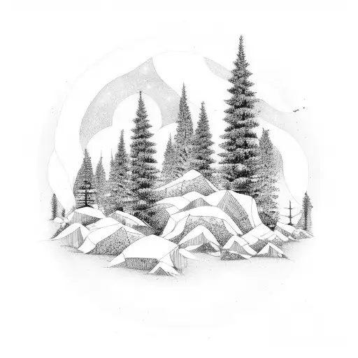 Dark Pine Trees Forest