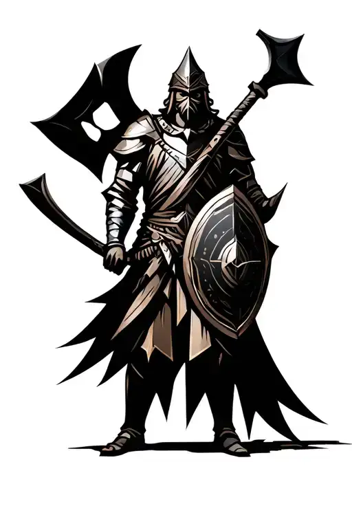 Vinking Warrior With Shield And Axe