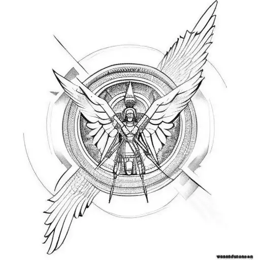 Angel Wings With A Spartan In The Center