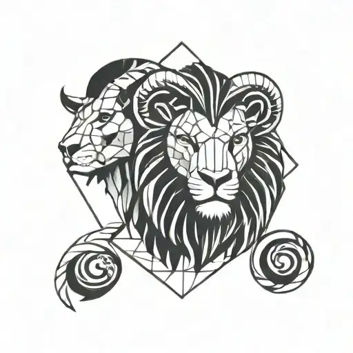 Combine Leo And Aries Tattoo Design