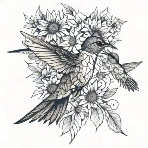 Hummingbird And Sunflowers Wrapped