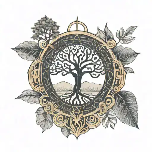 Minimalist Tree Of Life Including The Letters J The Letter C And The Letter A