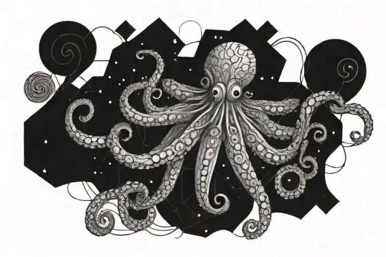 Octopus With Fibonnacci Spiral Galaxy