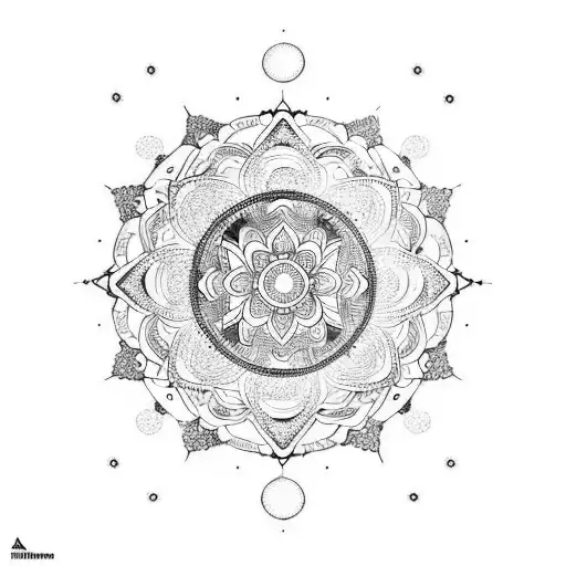 Cosmic Mandala Incorporating Elements Of Space And Crystals