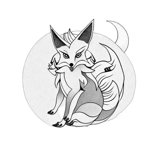 Ninetails Fox With Moon