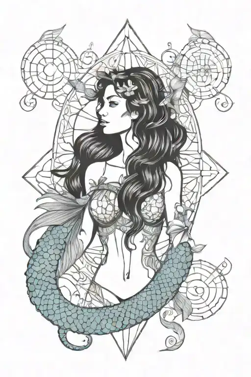 Mermaid And Fairy And Libra Zodiac Sign