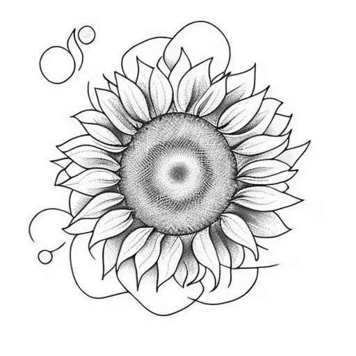 Sunflower With Wins On Either Side And Fire Coming From It