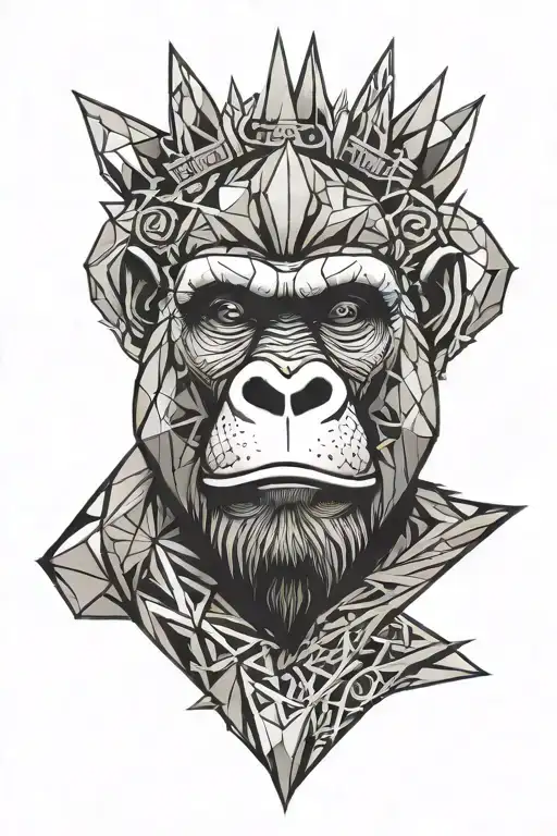 Gorilla King Tattoo Symmetry Design Inspired
