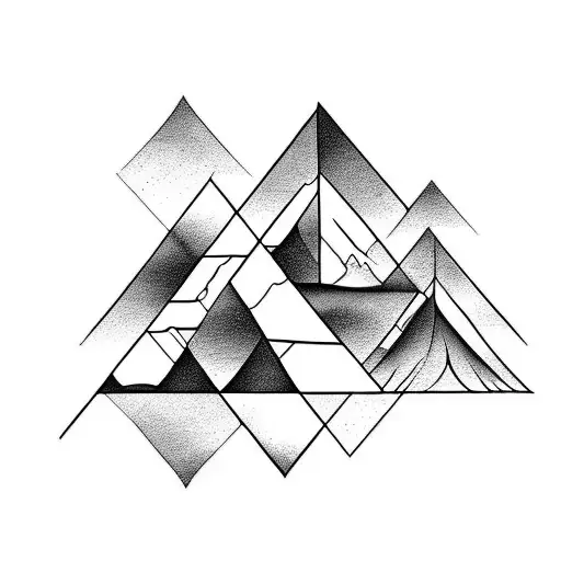 A Black And White Geometric Design Of A Tattoo Of The Mont-blanc Mountain