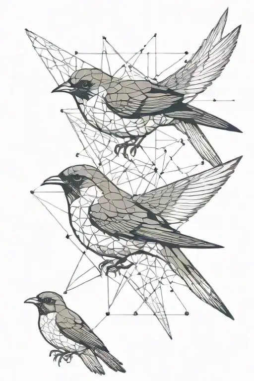 A Swallow And A Robin Bird Meeting Each Other Again