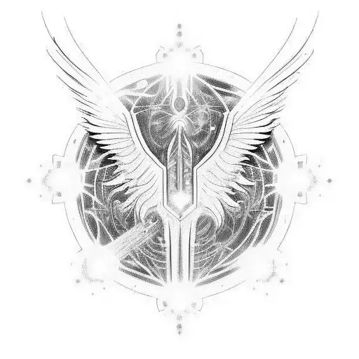 A Futuristic Cybernetic Phoenix Emerging From A Snowflake Ice Crystal
