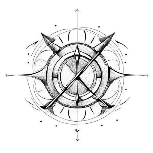 Sagittarius Tattoo With Initials G A