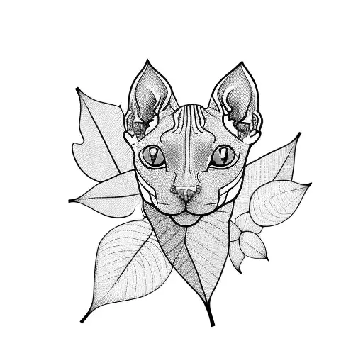 Sphynx Cat With Leaves