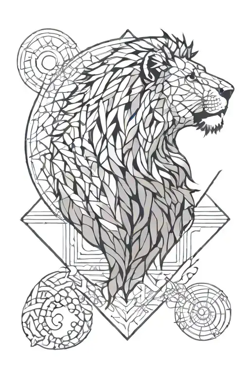 Lion Under A Crescent Moon Shining