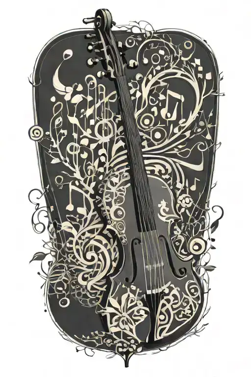 Music Notes Shaped As An Aeroplane Flowing From A Violin With African Thorn Tree