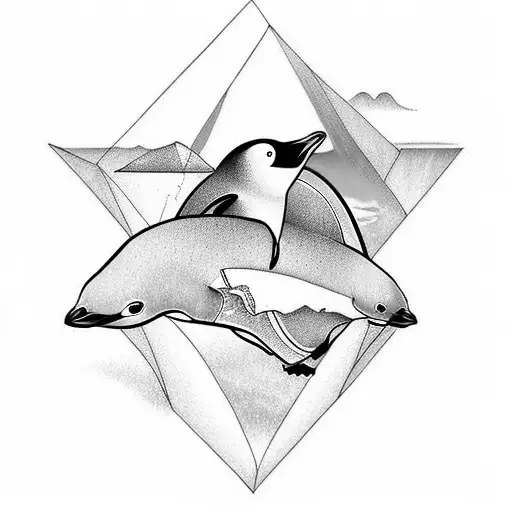 Penguin Surfing In The Ocean