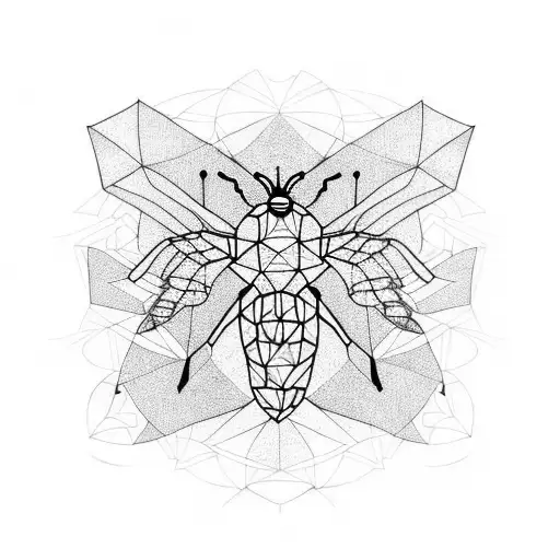 Geometric Beehive Background With Human Bee Hybrid Leg