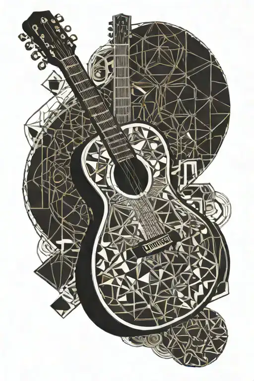 Acoustic Guitar With Geometric Shapes