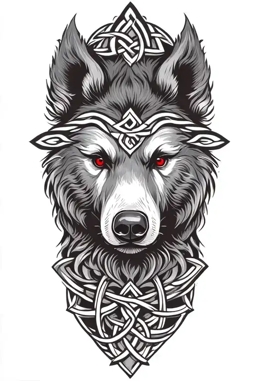 Bear With Red Eyes Tattoo Design Featuring Celtic Trinity Knot