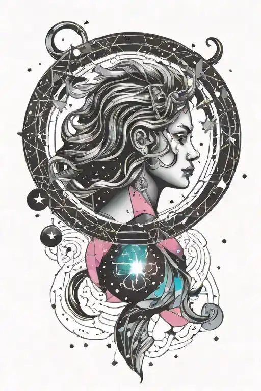 Aquarius Constellation In Colorful Nebula Galaxy Space Stars