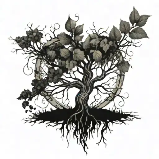 Old Tree With Lots Of Vines And Roots Shaping Heart