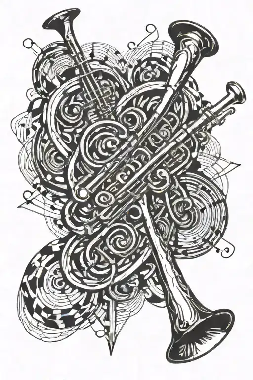 Trumpet And Sheet Music And Musical Notes