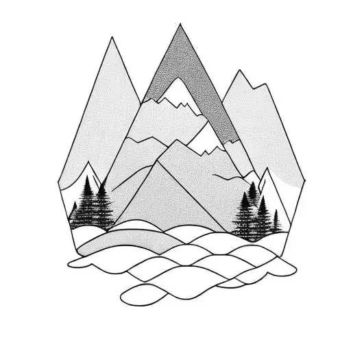 Minimalist Waterfall With 2 Mountains And A Cloud