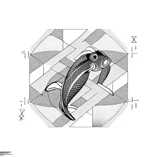 A Koi Fish Swimming Through A Maze Of Geometric Shapes