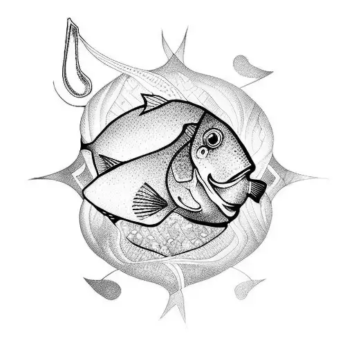 Outlines Fish Holding A Sword