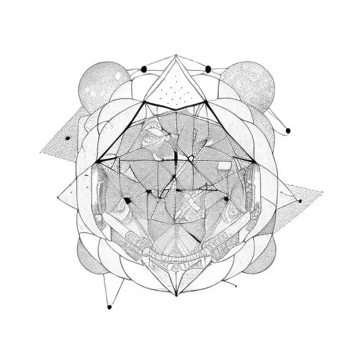 Space With Astronaut And Geometic