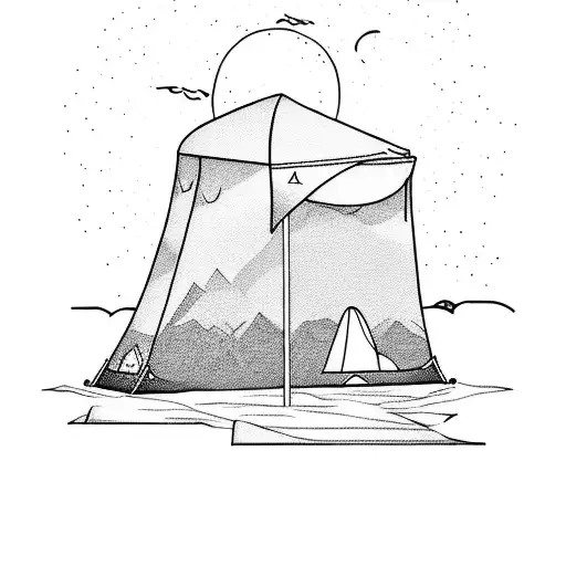 Island Camping With Tent And Canoe