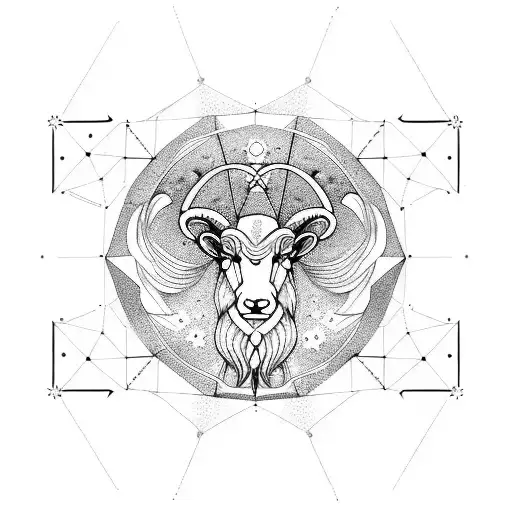 Aries Constellation In Dotwork Style