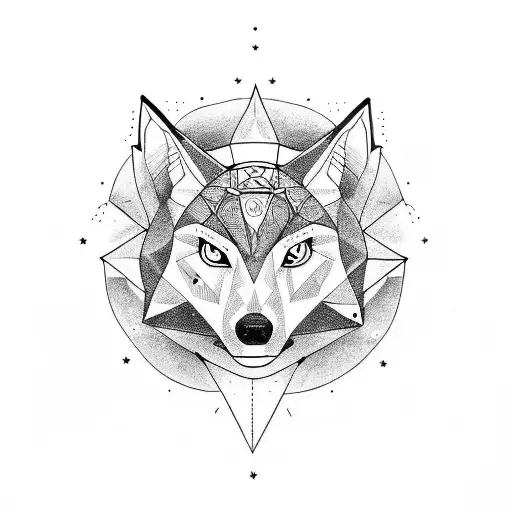 Front Wolf's Head With Star Of A Deceased Person