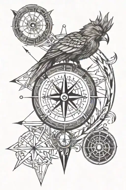 Phenix And Arrow And Compass And Mountain