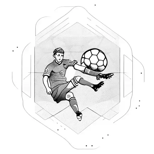 A Futuristic Soccer Player Kicking A Ball In A Nature Setting