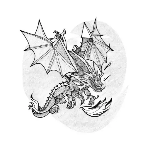 A Dragon Riding A Motorbike Through A Fiery Landscape