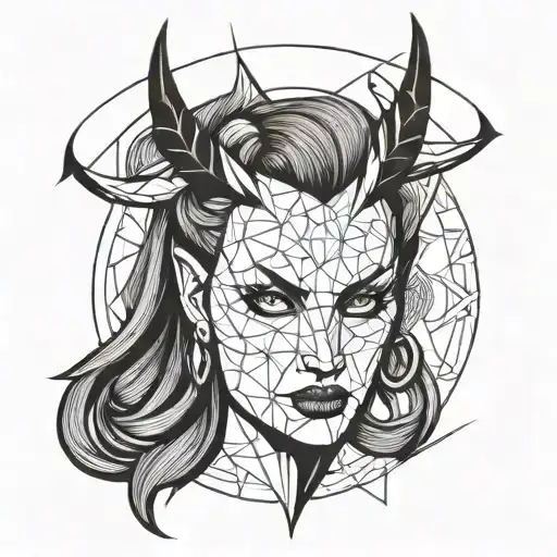 Female Devil Head In The Circle Shape