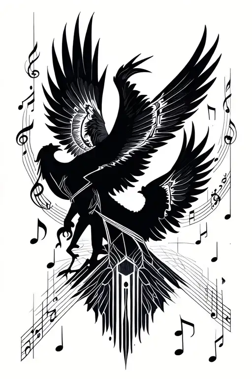 3 Brothers Only Silhouette Connected By Music Notes Inside A Phoenix