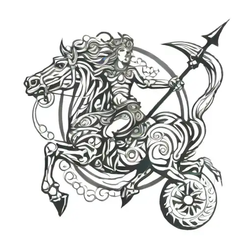 Sagittarius Surrounded By Water Waves