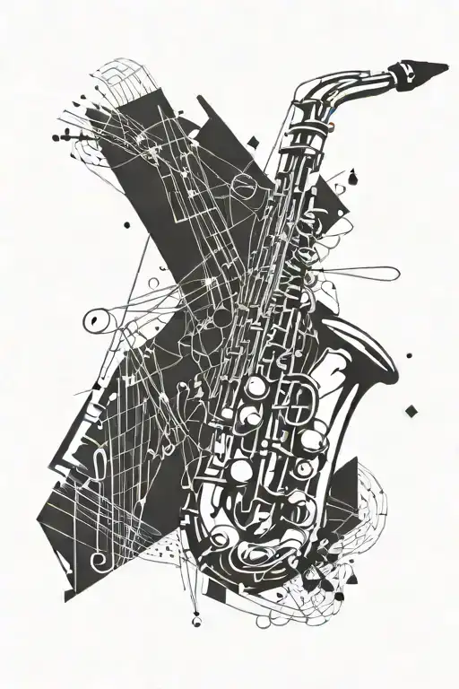 Saxophone With Music Notes Flowing Off It